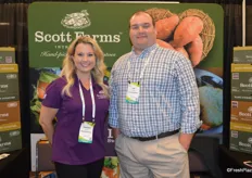 Stephanie Williams and Jeff Thomas with Scott Farms were busy talking to show attendees about the company's sweet potato options.